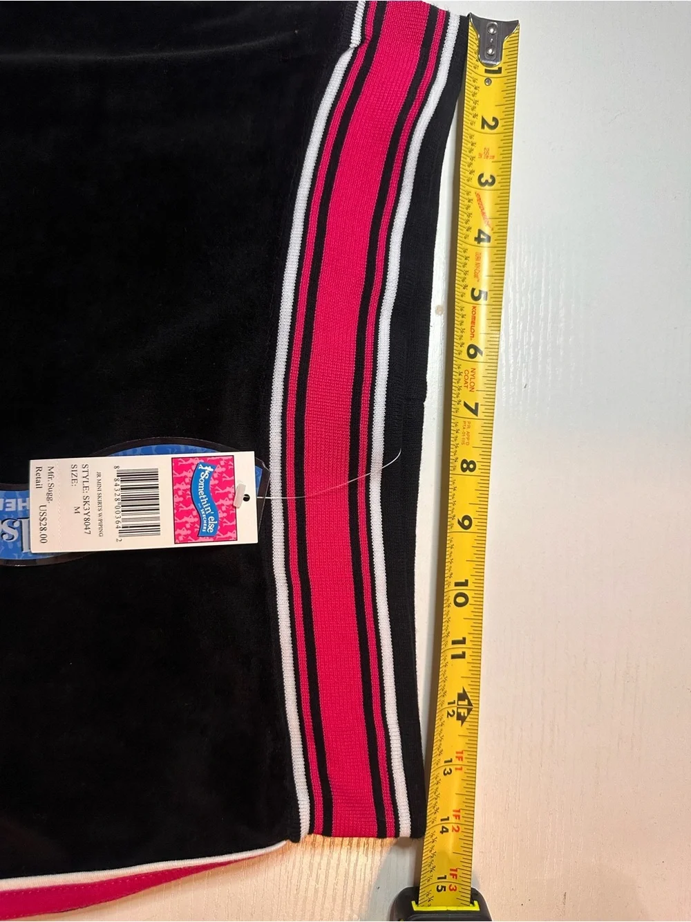 Skechers Black Velour Mini Skirt with Pink Trim. Juniors size medium